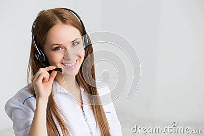 Woman customer service worker, call center operator Stock Photo