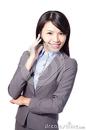 Woman customer support operator Stock Photo
