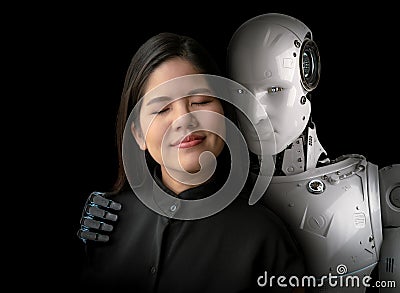 Woman with cyborg Stock Photo