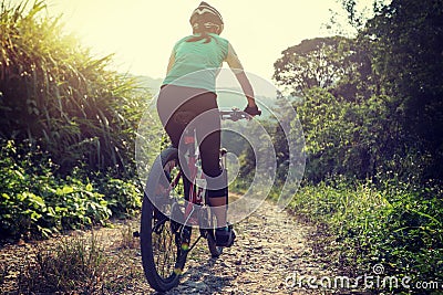 cyclist riding mountain bike Stock Photo