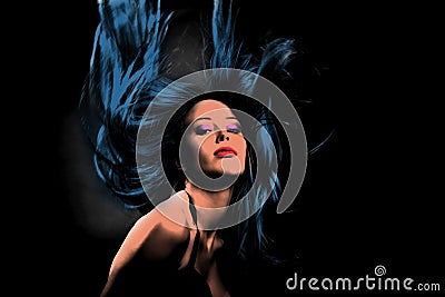 Woman in dance motion pop art style Stock Photo