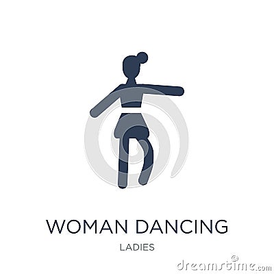 Woman Dancing Ballet icon. Trendy flat vector Woman Dancing Ball Vector Illustration