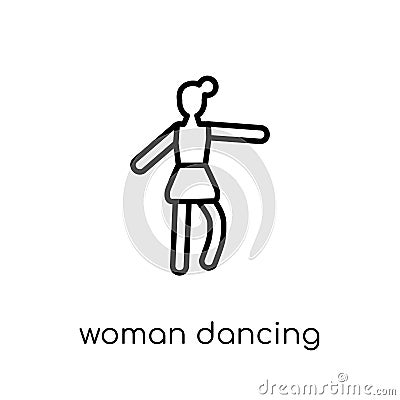 Woman Dancing Ballet icon. Trendy modern flat linear vector Woman Dancing Ballet icon on white background from thin line Ladies c Vector Illustration