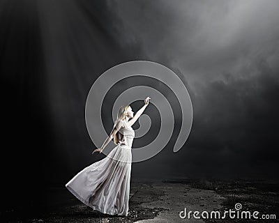 Woman in darkness Stock Photo