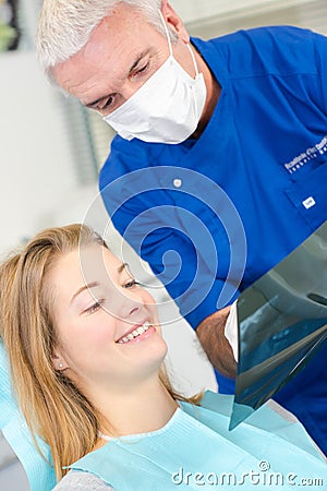 Woman at dental appointment Stock Photo