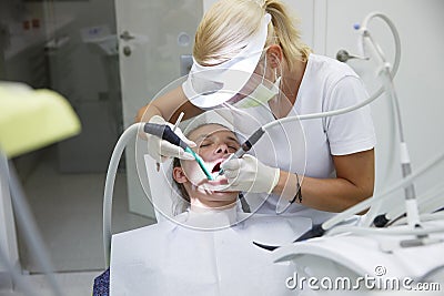 Woman at dental office Stock Photo