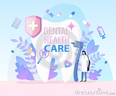 Woman Dentist Medical Equipment Dental Health Care Vector Illustration