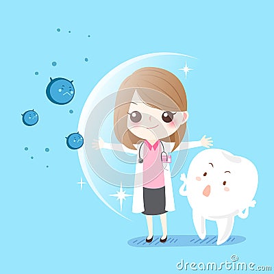 Woman dentist protect tooth Vector Illustration