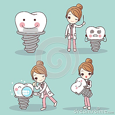 Woman dentist with tooth implant Stock Photo