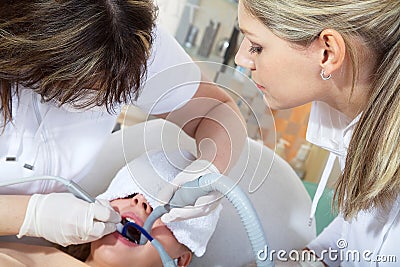 Woman at the dentist visit Stock Photo