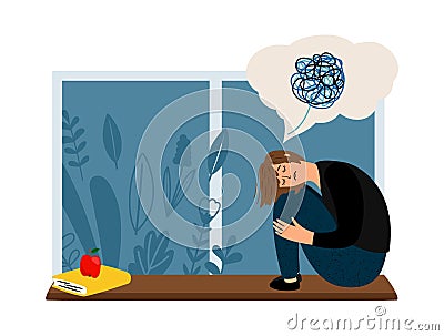 Woman depression concept Vector Illustration