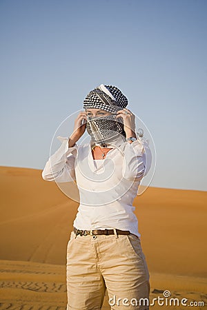 Woman in desert Stock Photo