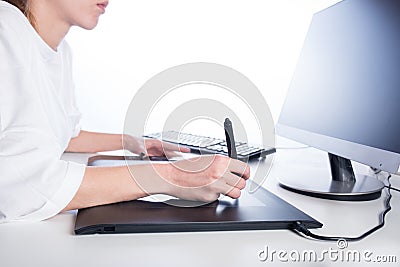 Woman designer at work Stock Photo