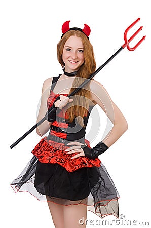 Woman devil with trident Stock Photo