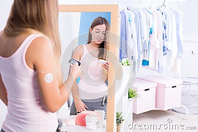 Woman with diabetes type 1 Stock Photo