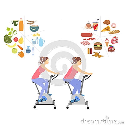 Woman Diet concept vector set. Vector Illustration