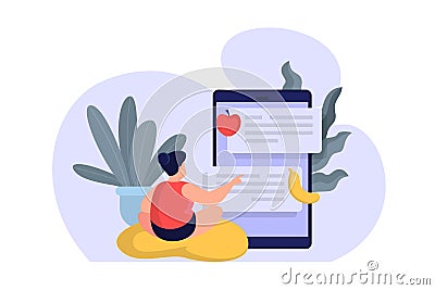 Woman on diet. Idea of healthy nutrition and meal portion Vector Illustration