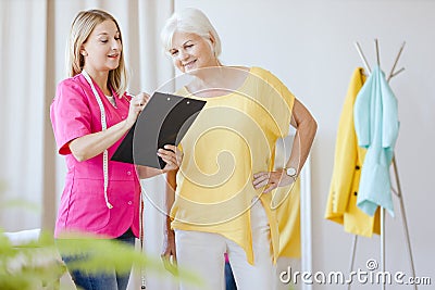 Woman at dietician`s office Stock Photo