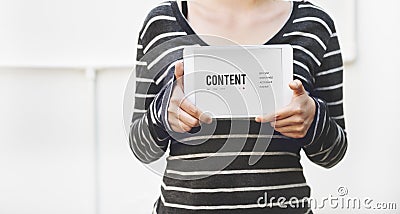 Woman Digital Tablet Content Web Design Concept Stock Photo