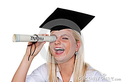 Woman with diploma Stock Photo