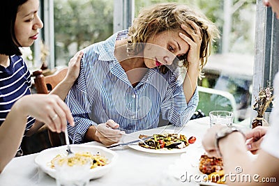 Woman disappointment without an appetite Stock Photo