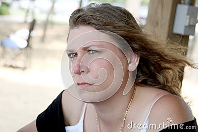 Woman disgusted mad Stock Photo