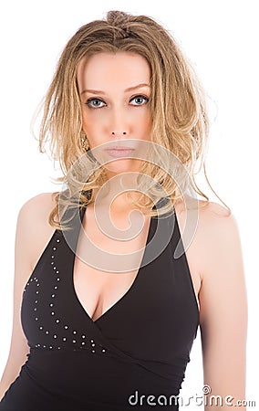 Woman with dishevelled hair Stock Photo