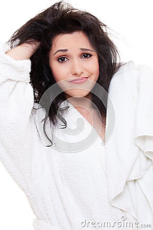 Woman with dishevelled hair Stock Photo