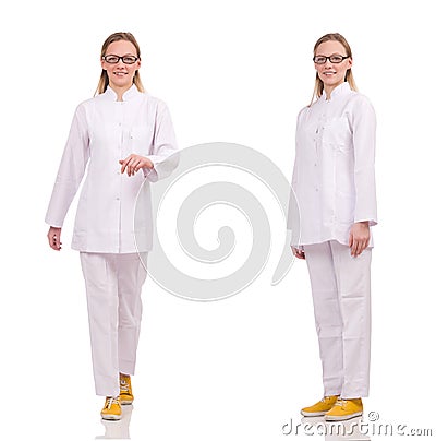 The woman doctor isolated on the white Stock Photo
