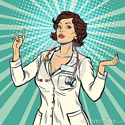 Woman doctor presentation gesture Vector Illustration