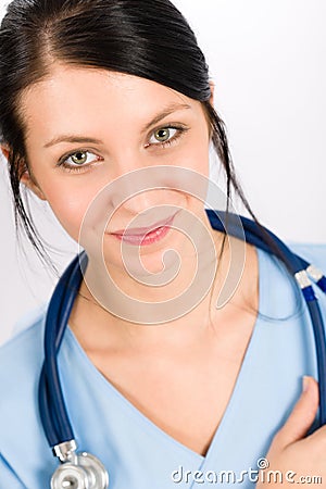 Woman doctor young medical nurse smiling Stock Photo