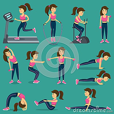 Woman that Does Physical Exercise Vector Illustration