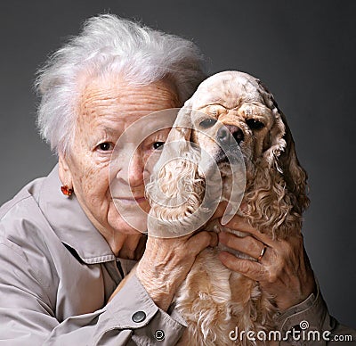 Woman and dog Stock Photo