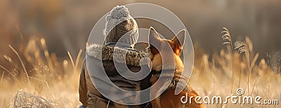 woman and dog, AI generated Stock Photo