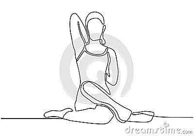 Woman doing aerobic exercise one continuous line drawing minimalism vector illustration. Simplicity design of girl pose for Vector Illustration