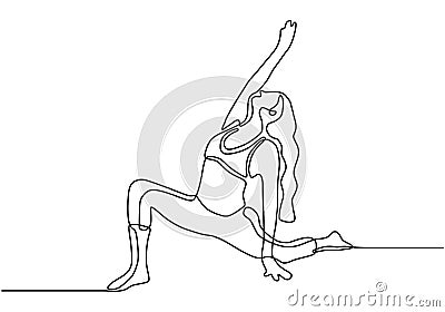 Woman doing aerobic exercise one continuous line drawing minimalism vector illustration. Simplicity design of girl pose for Vector Illustration