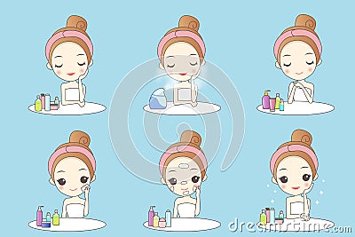 Woman is doing beauty care Vector Illustration