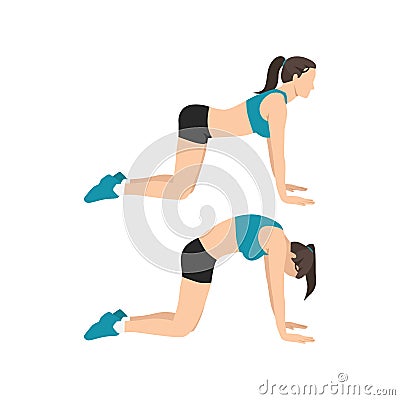 Woman doing cat back. backward camel stretch Vector Illustration