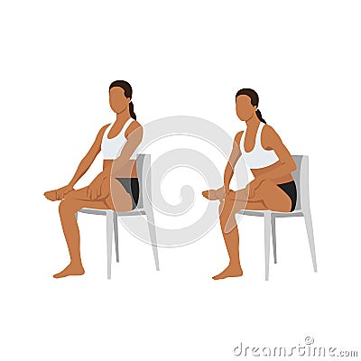 Woman doing Chair pigeon. ekapada rajakapotasana exercise. Cartoon Illustration