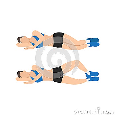 Woman doing Clamshells. Clams exercise. Vector Illustration