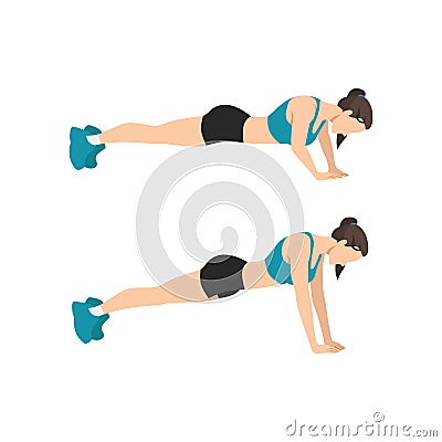 Woman doing diamond pyramid push ups Vector Illustration