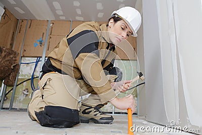 Woman doing dry wallin Stock Photo