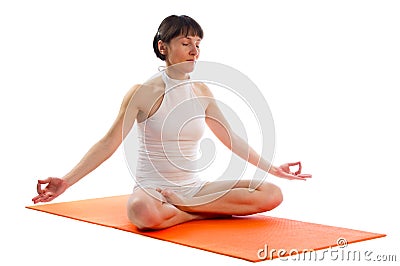 Woman doing Easy yoga Pose Stock Photo