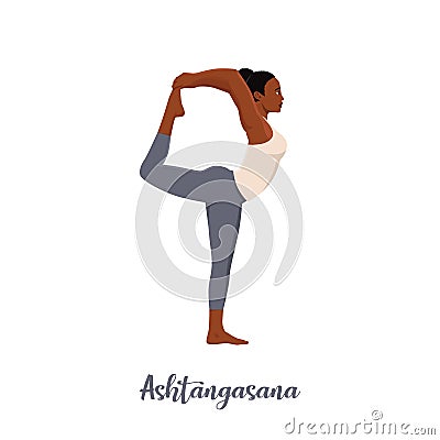 Woman doing Eight-Limbed Yoga Pose Ashtangasana Cartoon Illustration