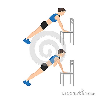 Woman doing Incline plank shoulder taps exercise. Vector Illustration