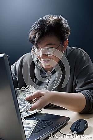 Woman doing Internet shopping Stock Photo