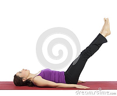 Woman doing legs and abs workout Stock Photo