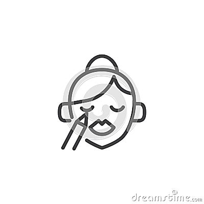 Woman doing make-up outline icon Vector Illustration