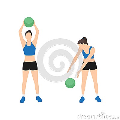 Woman doing Medicine ball. Alternating side slams Vector Illustration