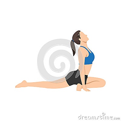 Woman doing Pigeon pose aka Pada rajakapotasana exercise. Vector Illustration